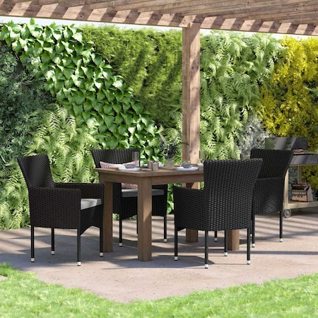 Flash Furniture Black Wicker Patio Chairs & Cream Cushions, PK 4 4-TW-3WBE074-BK-GG
